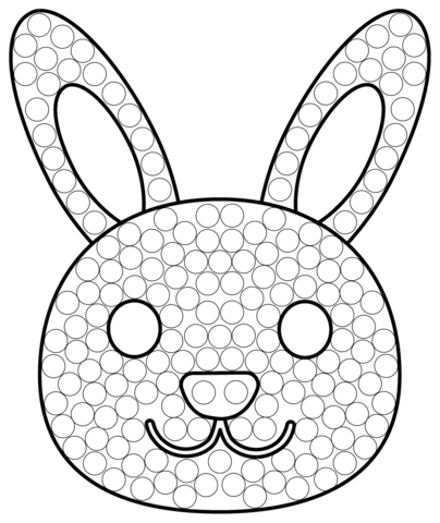 Rabbit Face Dot Art Coloring Page